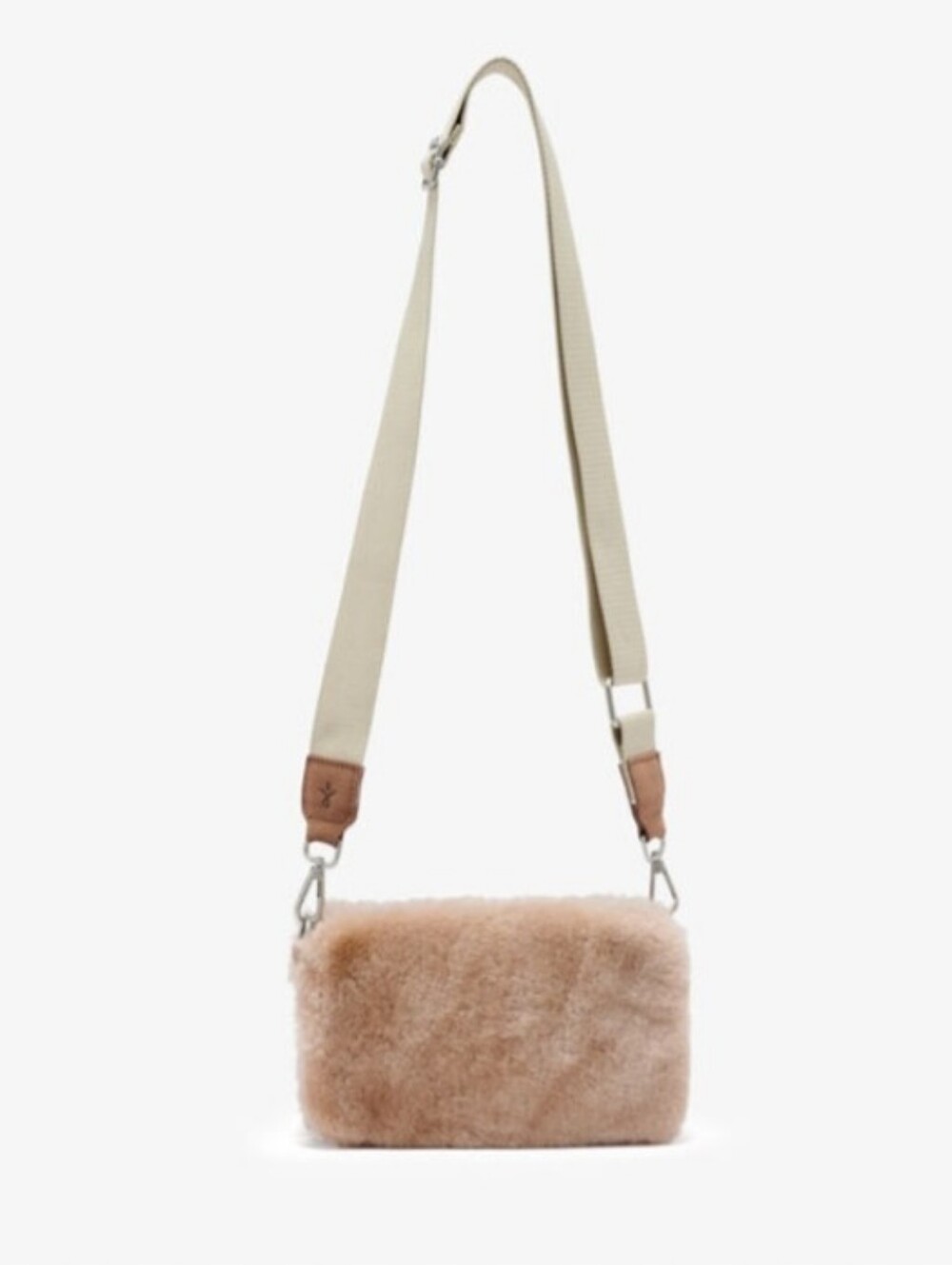 EMU Australia blush pink/cream sheepskin fuzzy small crossbody clutch